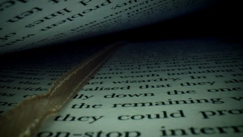 4k Macro Close-up Through a Book Inside with Page mark  Stock Footage 106657628