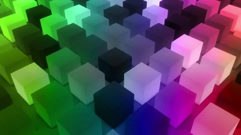 4K Macro LCD Animation of Color-Shifting Cubes in Voxel Grid, Seamless Loop Video stock 306471907