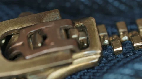 4K - Macro shot on a zipper close up Stock Footage 48765213