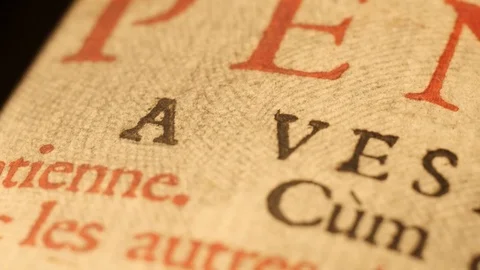 4K Macro sliding of a page of an medieval Gospel Stock Footage 70356788