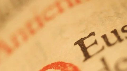 4K Macro sliding of a page of an old Gospel Stock Footage 70357503