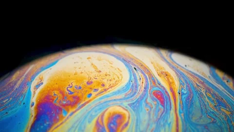 4K Macro Soap Bubble Surface Iridescent Swirling Patterns Interference Stock-Footage 334441189