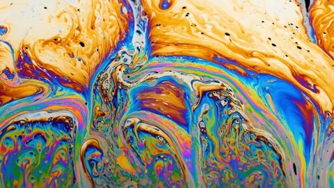 4K Macro Soap Bubble Surface Psychedelic Fluid Patterns Interference Stock-Footage 334441190