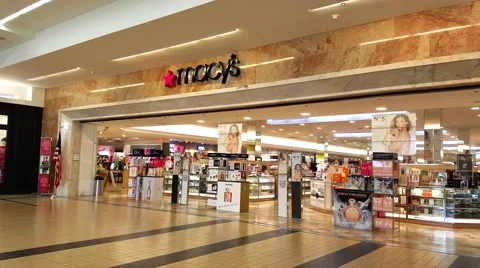 4K Macys retail storefront, mall Stock Footage 63023560