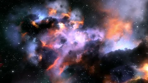 4K - Magnificent space flight through colorful nebulae Video stock 107677216