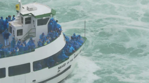 4K Maid of the Mist Tourist Boat at Niagara Falls Stock Footage
