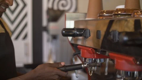 4K Man at cookie shop preparing espresso. Vídeo Stock 111339589