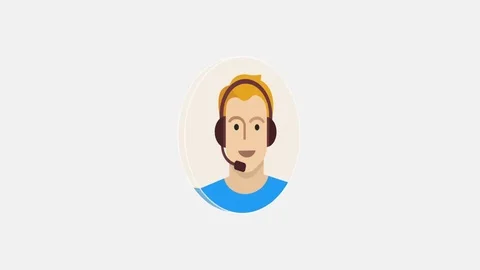 4k - Man with headset spinning icon on white background Video stock 72475142