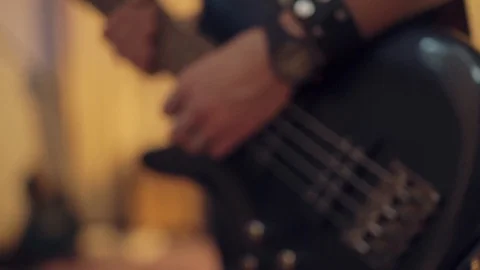 4K Man Playing Guitar Close Up Detail Jamming band 動画素材 125703453