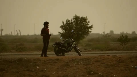 4K Man Riding Motorcycle Stock Footage 141670211