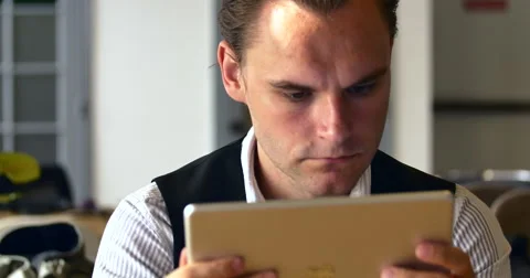 	4K Man Using Tablet Computer Close-Up Stock Footage 51054480