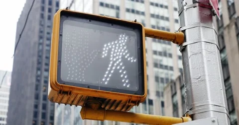 4K Manhattan Walk Don't Walk Sign Detail Stock Footage
