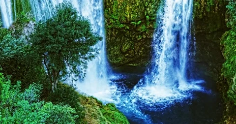 4K Manojlovac waterfall close-up Stock Footage 45774219