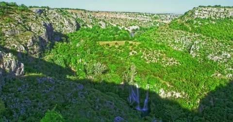 4K Manojlovac waterfall Krka river Stock Footage 45772804