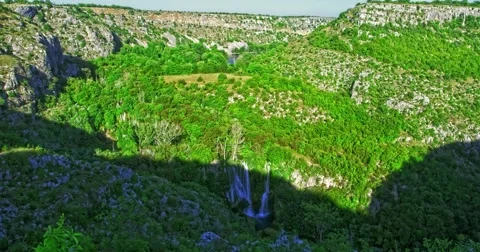 4K Manojlovac waterfall on Krka river Stock Footage 45773473