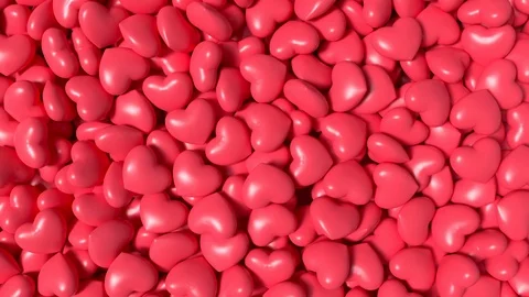 4K Many Red 3D Love Hearts Mixing in Pool Abstract Motion Design Background Stock-Footage 124803380