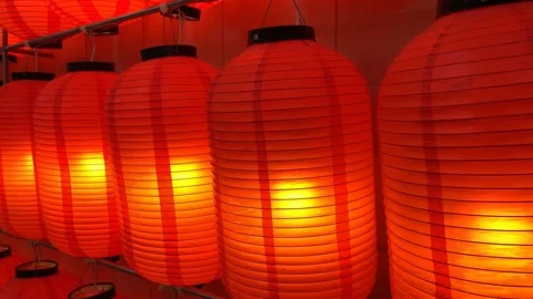 4k Many red long lantern, Happy New Year, Aisa Vídeo Stock 139873585