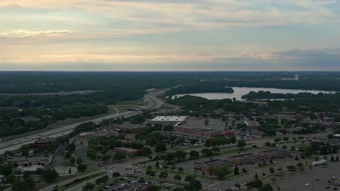 4K Maple Grove, MN Highway 94 and Rice Lake Aerial View Stock Footage 220407171
