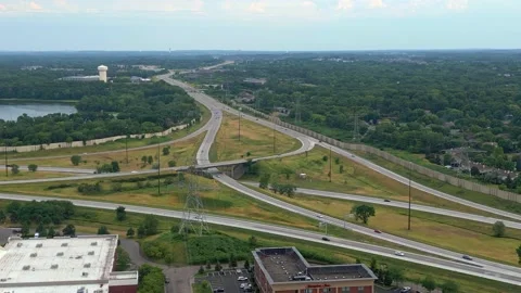 4K Maple Grove, MN Highway Traffic 94 and 494 Aerial View Stock Footage 220407238
