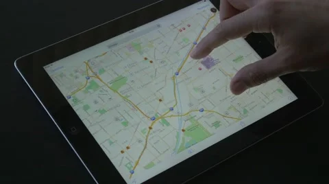 4K Maps Navigation Finger Gesture On Tablet Ipad Stock Footage 43049331