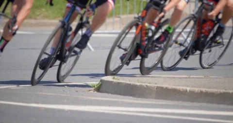4K - Marathon. Cycling wheels Stock Footage 110733030