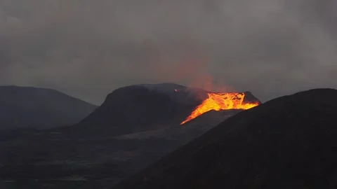 4K Massive Lava Waterfall At Volcano Site in Iceland Still Footage 2021 Eruption Video stock 285290306