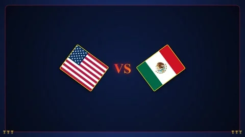 4K Match USA vs Mexico Flags Matchday Infographic Stock Footage 335241663