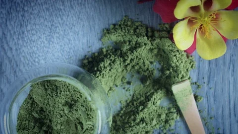 4k Matcha Tea Composition, Focus Changing Stock Footage 76780374