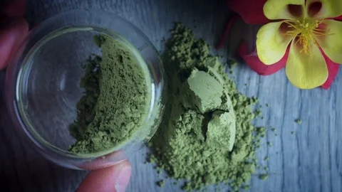 4k Matcha Tea Composition Green Tea Powder Stock Footage 76780128