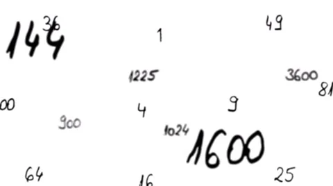 4k - Maths perfect square number loop with alpha matte Video stock 47595451