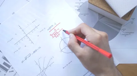 4K Maths Problem Solving - Desk Top View Stock Footage 64632655
