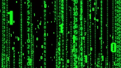 4k The Matrix style binary code,The camera moves through the falling numbers. Vídeos de archivo 89077087