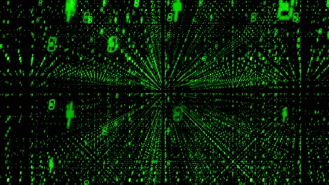 4k The Matrix style binary code,The camera moves through the falling numbers. Vídeos de archivo 94727765