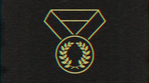 4k - Medal logo Vhs effect with distortion Stock Footage 63118137