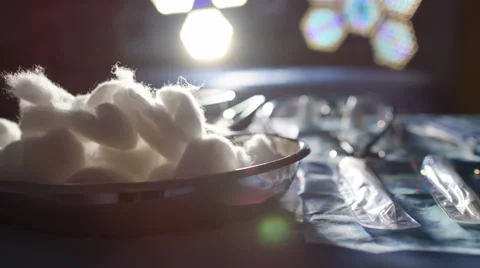 4K Medical instruments on table in empty operating theater in modern hospital Stock Footage 63093258