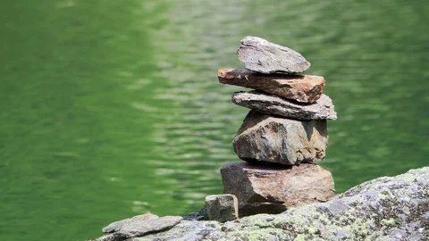 4k  Meditation piled rocks 스톡 동영상 116432026