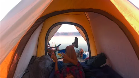 4k Medium shot of epic young traveler woman using a tablet to view a world map w Stock Footage 201095161