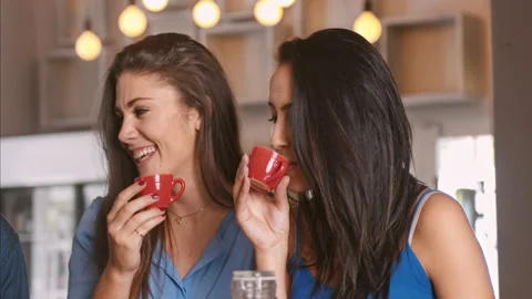 4k medium video of happy and attractive multicultural group of female friends ch Stock Footage 201096559