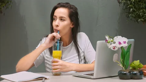 4k medium video of Latin Hispanic woman enjoying her refreshing summers morning Stock Footage 201096525