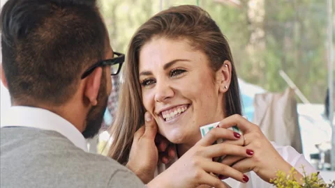 4k medium video of multicultural dating and in love couple drinking coffee toget Stock Footage 201096010