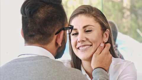 4k medium video of multicultural dating couple, being affectionate and drinking Stock Footage 201097097