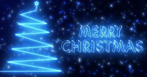 4K Merry Christmas text cool neon animation. Stock Footage 293287635