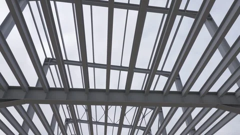 4K Metal Hall Construction From Below Video stock 127370052
