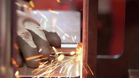 4K - Metalworking process. Close-up Видео 120752204