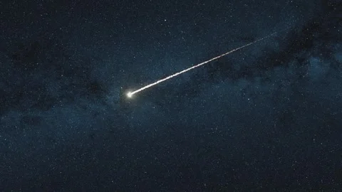 4K Meteor Streaking Across Starry Night Sky Burning In Atmosphere Stock Footage 334441414