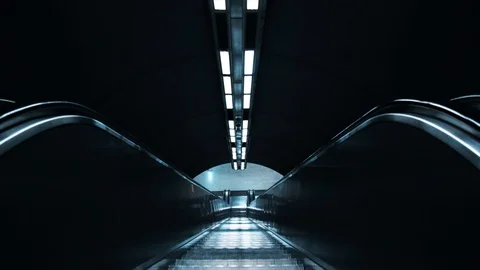 4K Metro station, underground theme. Subway and stairway, elevator to down in da Stock Footage 97005645