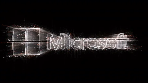 4k Microsoft word company windows brand logo,Matrix binary computer code text. Stock Footage 111661653