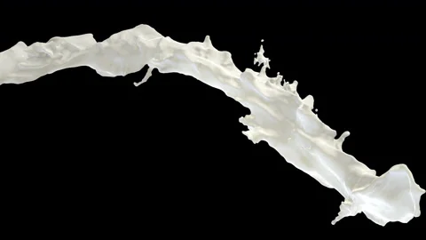 4K MILK FLOW angle camera 3, contains alpha channel Stock Footage 154522556