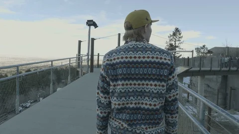 4K Millennial Walking Down Sky Way in Colorado Springs Video stock 102776623