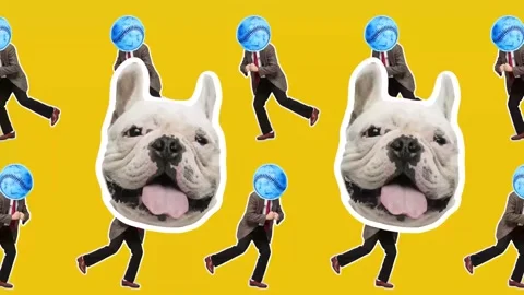 4K Minimal animation motion design. Funny ball face on dancing man. Stock Footage 161392875